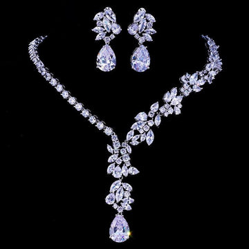 Magnificent Design AAA+ CZ Choker Necklace Stud Earrings Bridal Jewelry Set - Best Online Prices by Jewellery Supermarket - The Jewellery Supermarket